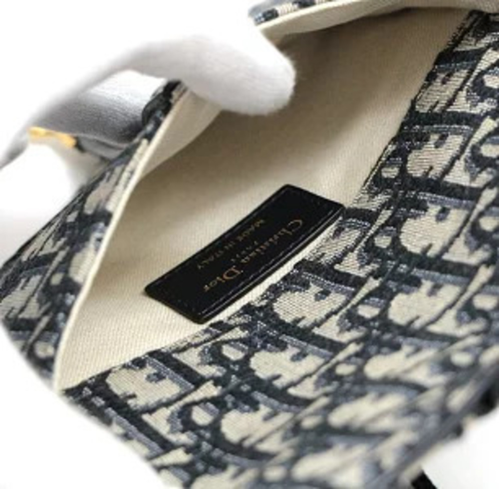 Dior Jacquard Navy  Christian Blue Waist Saddle Lowest Oblique Clutch - Picture 4 of 6